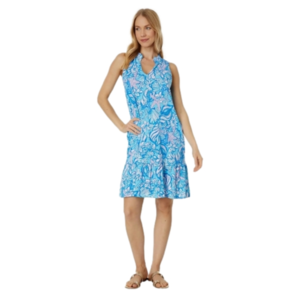 Lilly Pulitzer Malone Dress, Amalfi Blue Sound the Sirens, Size XL